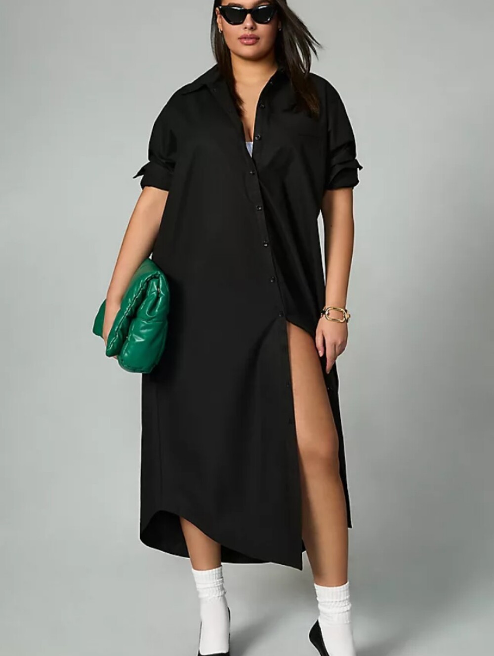 Anthropologie Maeve The Soren Long Sleeve Shirt Dress in Black